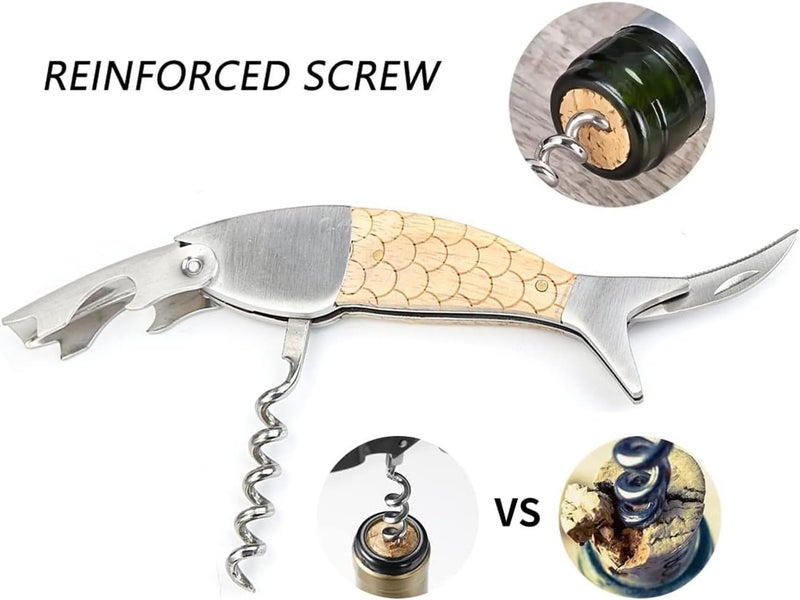 FAFAXOXO Unique Fish Corkscrew, Professional Waiters Corkscrew Wine Key Bottle Opener,Manual Wine Key for Servers, Waiters, Bartenders and Home Use - Image 5